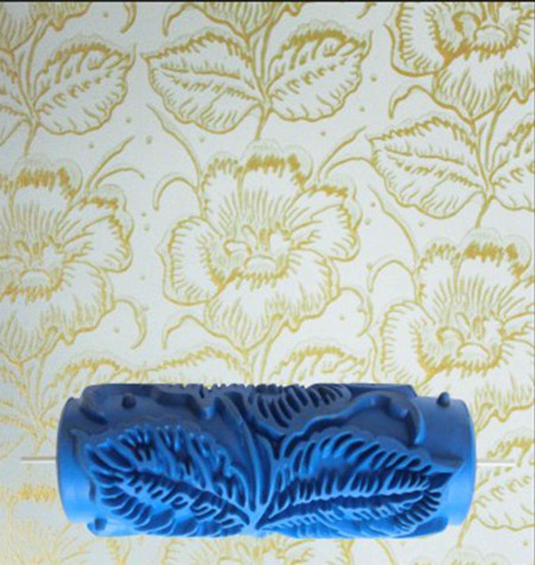 BUUEERR 5" Pattern Paint Roller Brush Sleeve Texture Stencil Wall Decor DIY Tools Decorative Texture Roller (5C96385)