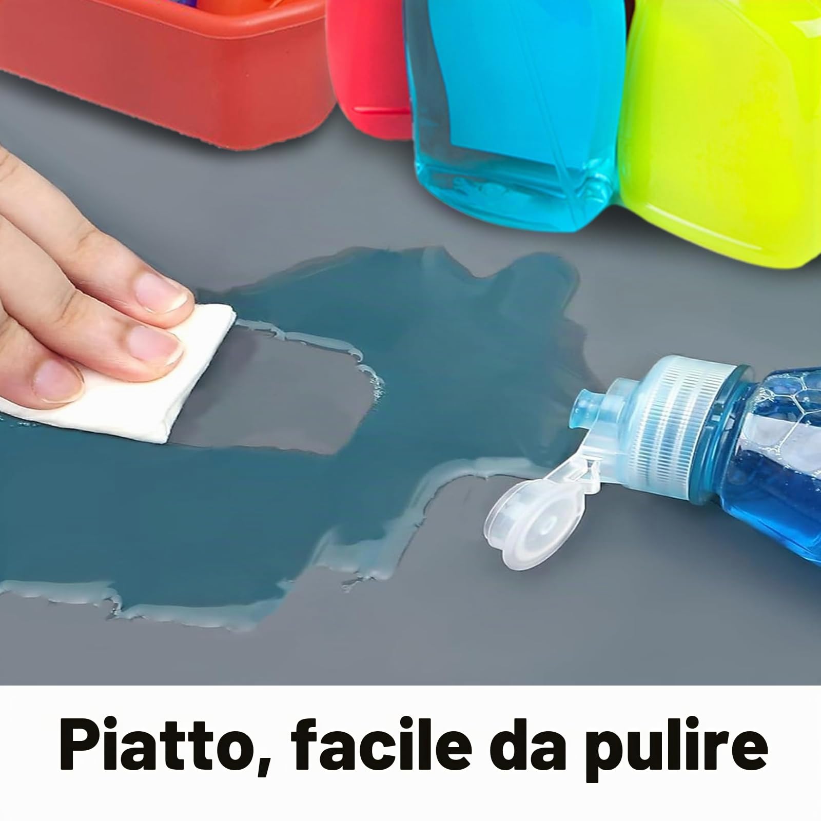 Tappetino sotto lavello con design unico con foro di scarico, 86,4 x 55,9 cm, in silicone, per lavello da cucina, bagno, tappetino e protezione per gocciolamenti e fuoriuscite