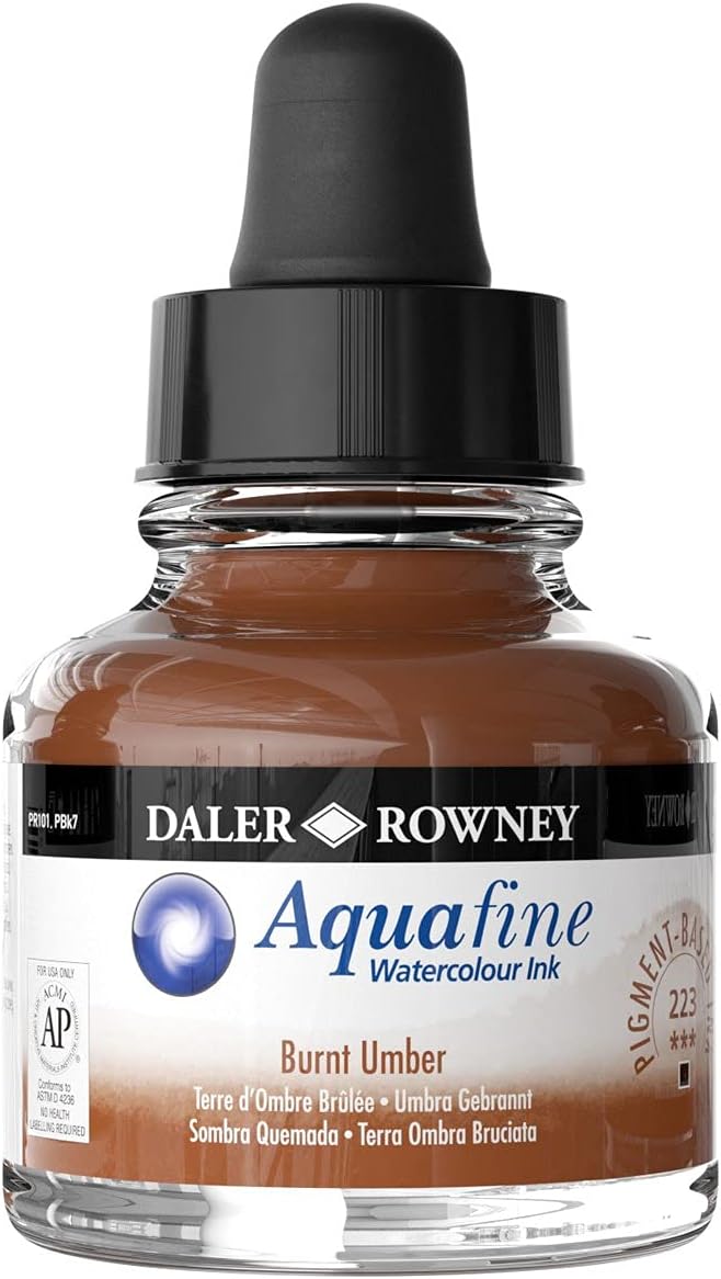 Daler Rowney AQUAFN インク 29.5ml バーントアンバー