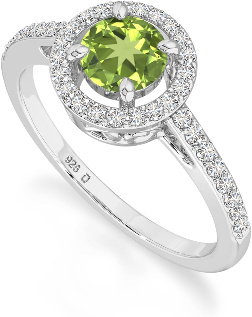 Round Natural Gemstone Halo Rings for Women in 925 Silver/18K Yellow/Rose Gold Vermeil, Birthstone Jewelry Gifts for Her Birthday, Wedding Anniversary, Christmas, Graduation