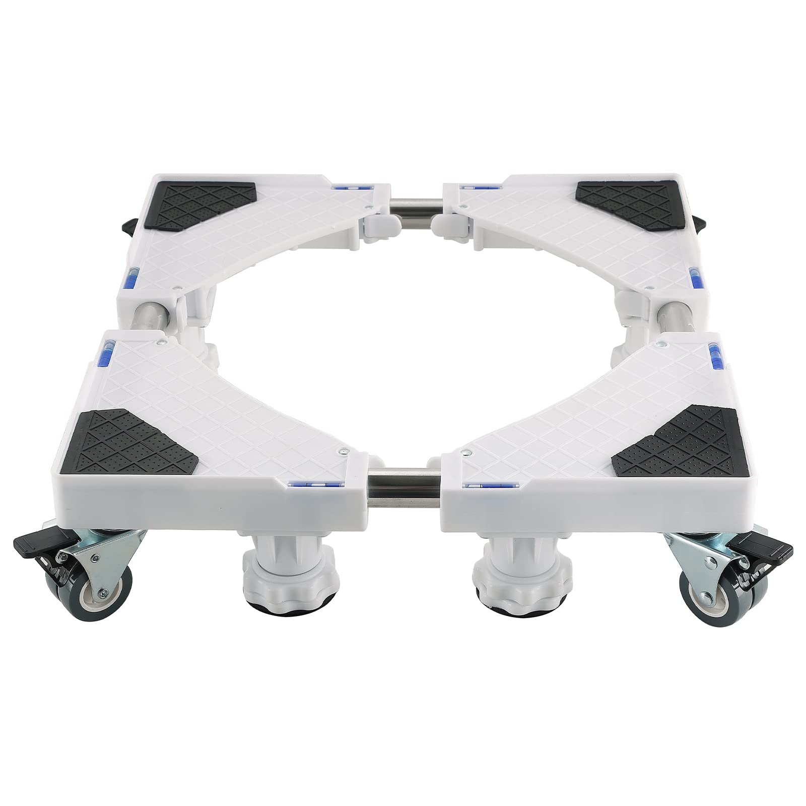 Adjustable Mini Fridge Stand | Washing Machine Base Dolly Roller Stand 4×2 Locking Rubber Swivel Wheels 4 Feet,Furniture Mover Mobile Base for Washing Machine,Dryer and Refrigerator (White)