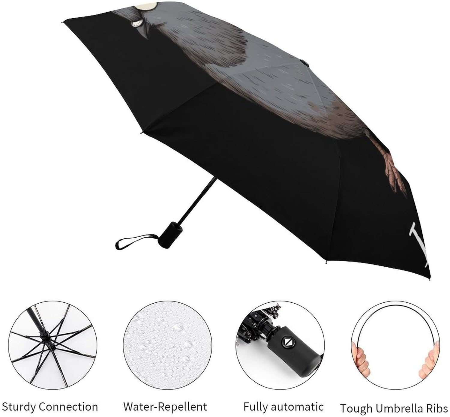 Funny Pigeons Travel Compact Umbrella Portable Tri-fold Folding for Rain Sun Protection