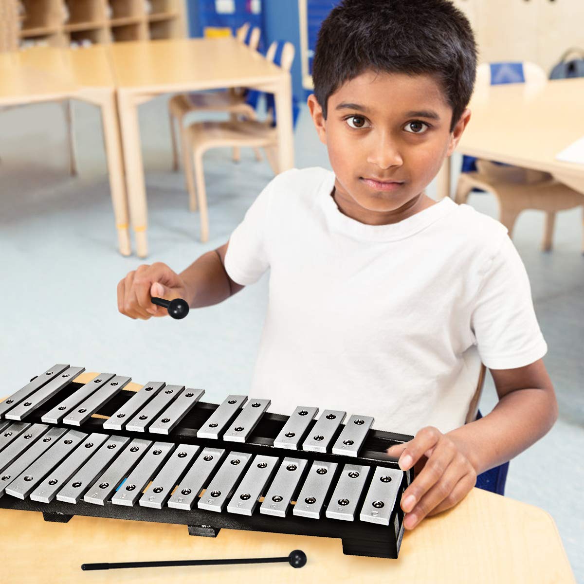 RELAX4LIFE 30 Noten Xylophon, Glockenspiel mit 2 Schlägel und Tragetasche, Musikinstrument für Kinder & Jugendliche & Erwachsene, Musikspielzeug mit Klappfunktion, Handpercussion aus Holz und Alu