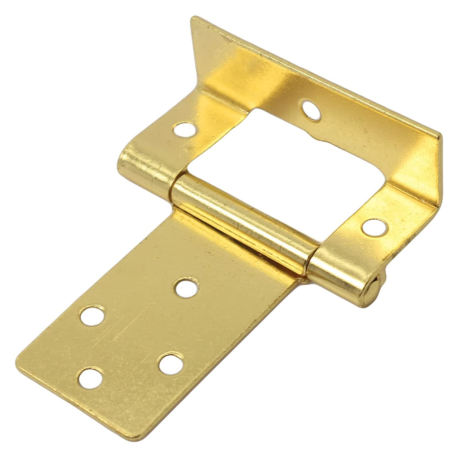 Large Brass Cranked 50mm / 2" Flush Hinges Door Cranked Flush Hinges Heavy Duty Crank Flush Hinges for Internal External Doors Cupboards Cabinets Dresser Wardrobes Pack of 4 - Image 2