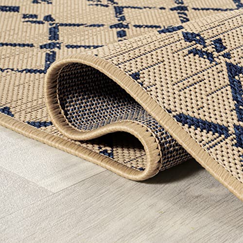 JONATHAN Y Moroccan Geometric Indoor Outdoor Area Rug 8X10 Beige/Navy, Ourika Textured Weave for Backyard, Patio, Porch, Easy-Cleaning, High Traffic, Pet-Friendly, Non-Shedding (SMB108H-8) - Image 5