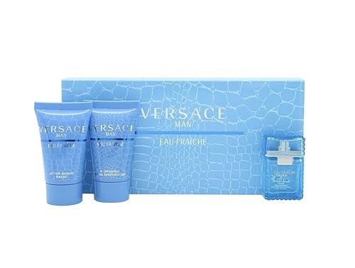 Versace Gianni Versace - Eau Fraiche para hombre Edt 17 oz Mini After Shave Balm de 8 oz Mini Gel de ducha de 8 oz Mini