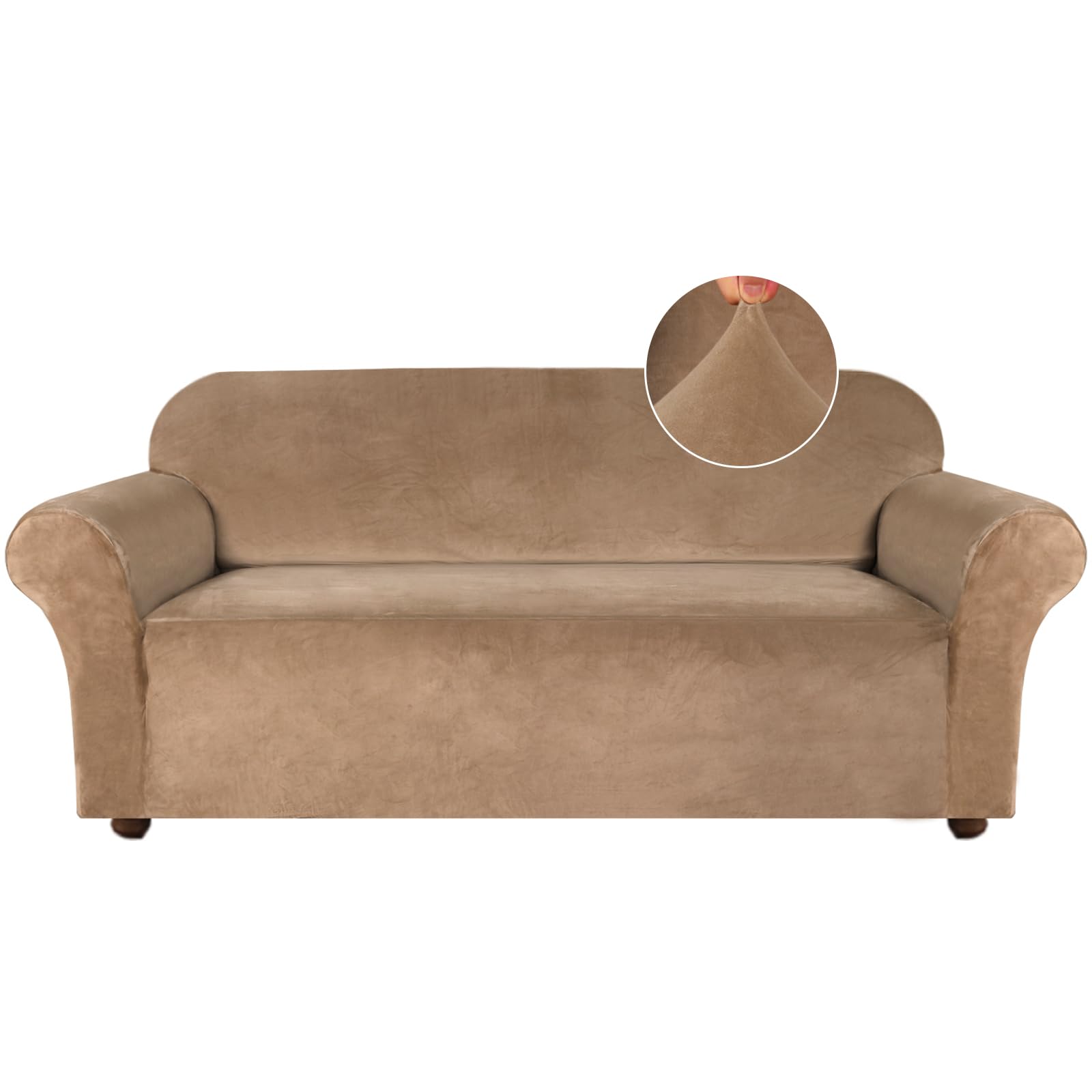 Turquoize Velvet Couch Covers Stretch Oversized Sofa Cover for 3 Cushion Large Couch Cover Thick Velvet Sofa Slipcovers with Non Slip Elastic Bottom