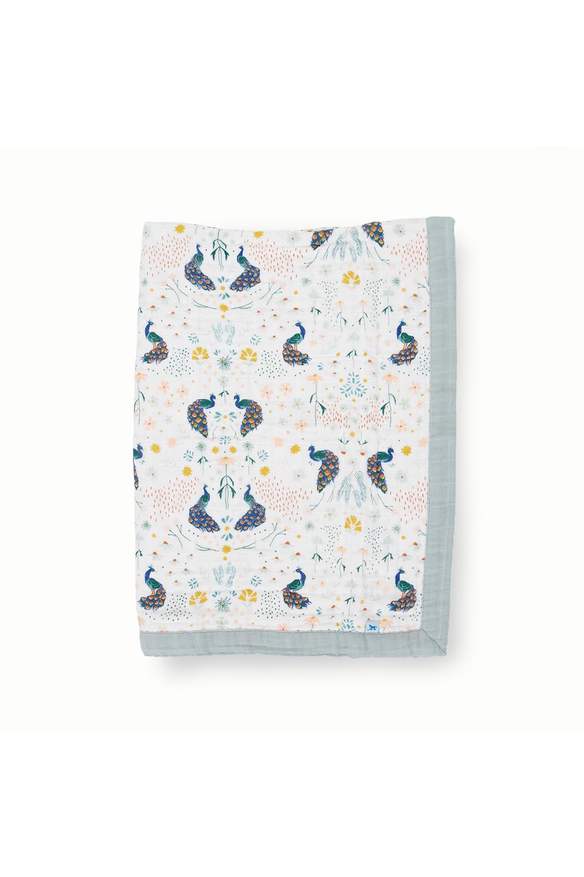 Little Unicorn Newborn Receiving Quilt | Ultra- Soft, Multi-Layered Muslin Fabric | Gift for Newborns &amp; on-The-go (Peacock)