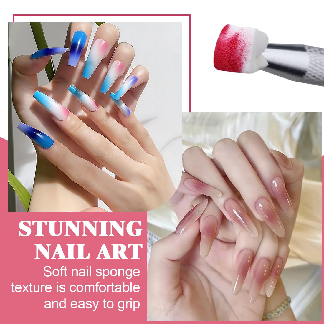 50 Pezzi Di Spugna Unghie Con Pinza Metallica, Strumenti Per La Nail Art, Pennelli Unghie, Unghie Ombre Design, Pennello Di Spugna, Modelli Di Nail Art Sfumati, Spugne Per Unghie Sfumate