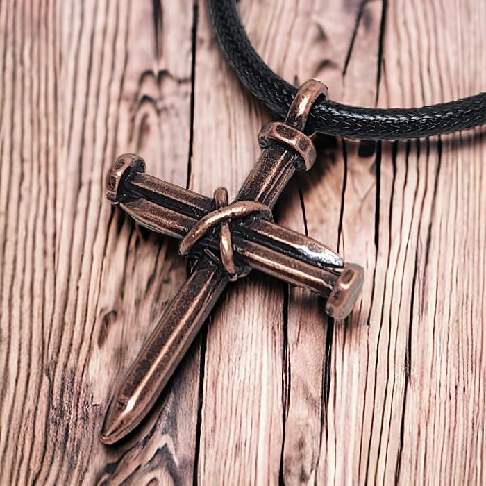 FORGIVEN JEWELRY Antique Nail Cross Necklace In Copper3