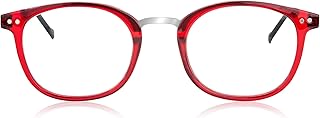 In Style Eyes Modern Reading Glasses - Full-rimmed, Classic Oval Style, Lightweight Frame with Metal Spring Hinges - Red - 2.0x