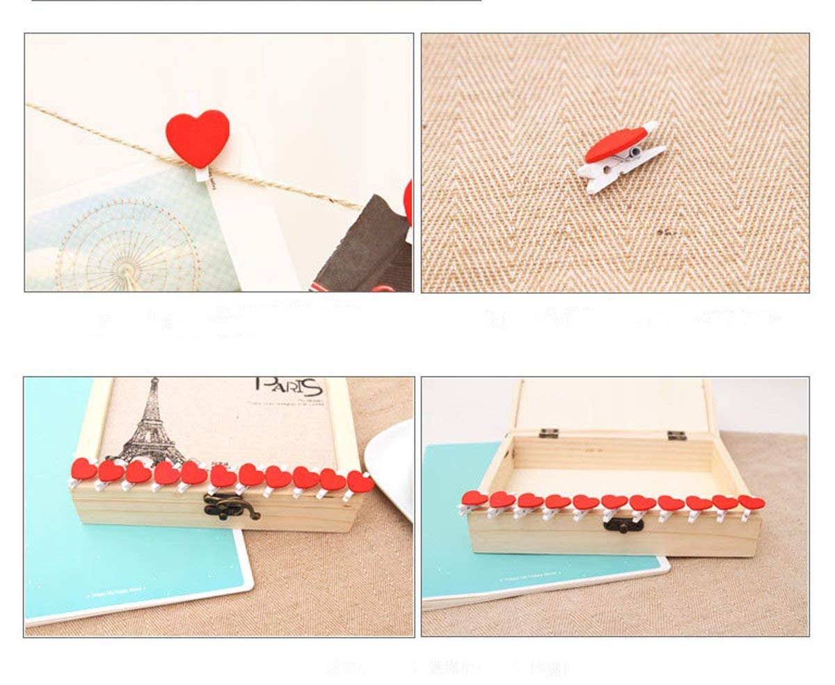 Lot De 25 Mini Pinces à Linge En Bois En Forme De Cœur - Multicolore - 3 Cm