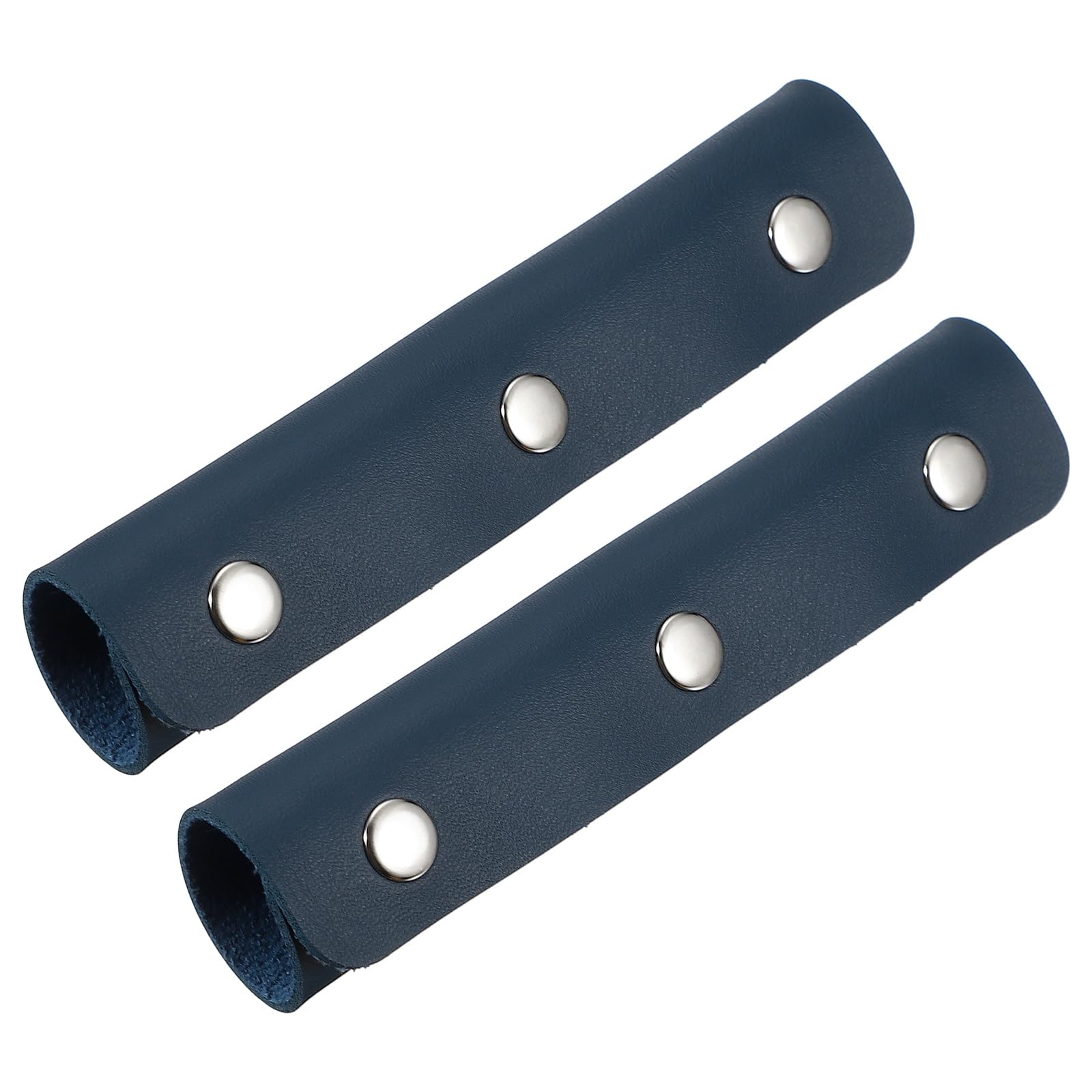 sourcing map 2 Pcs Handbag Handle Cover, Leather Luggage Handle Wraps, Purse Strap Cover Luggage Grip Protector Fine Texture Silver Buckle for Purse Tote Bag Suitcase, Dark Blue