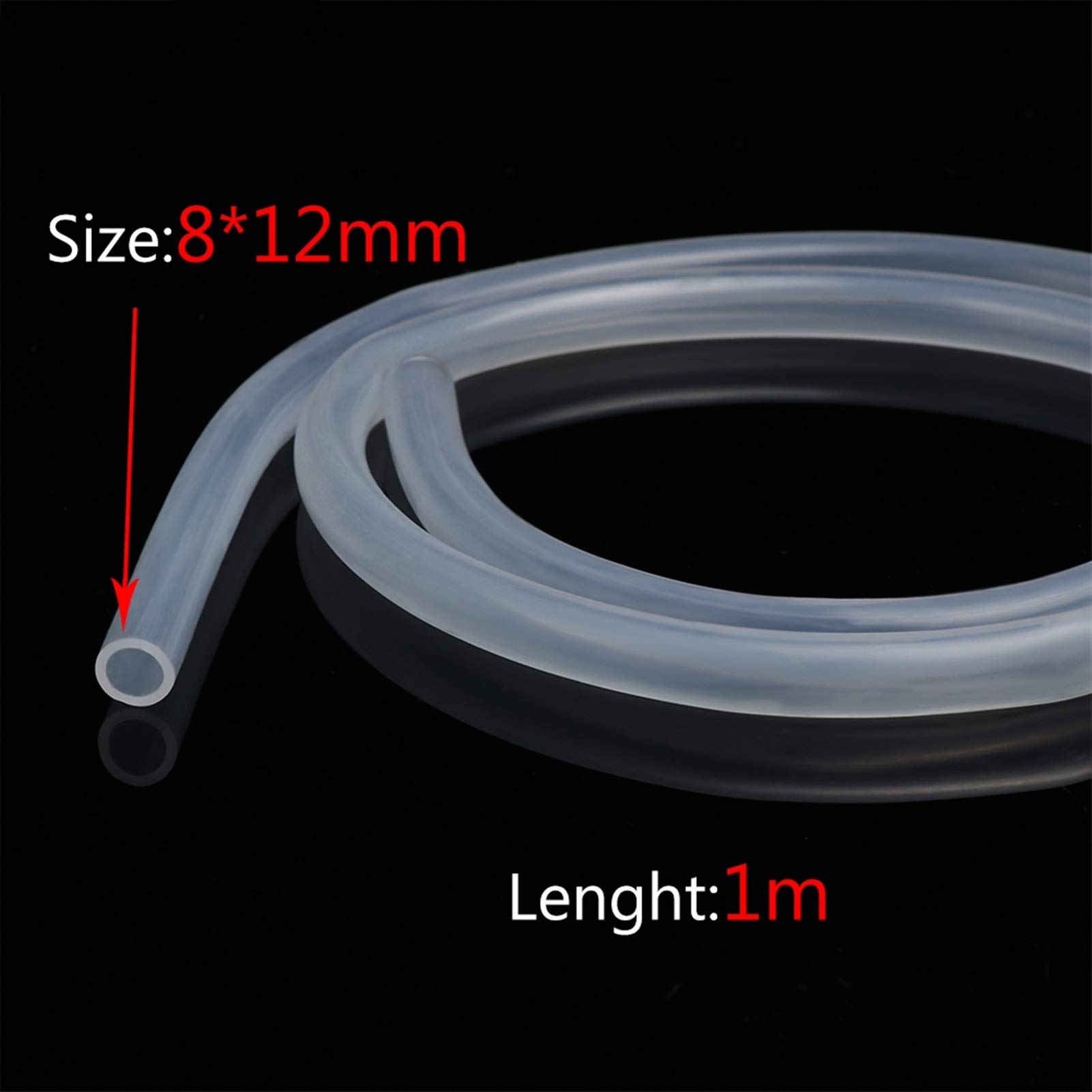 Transparenter flexibler Silikon-Gummischlauch, Labor-Schlauchpumpe, durchscheinender Silikonschlauch, mehrere Größen, 1 m (8 x 12 mm)