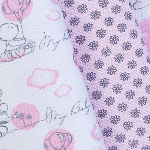 Cueiro Composê Estampado, Papi Textil, Rosa, 80Cmx60Cm, Pacote de 3