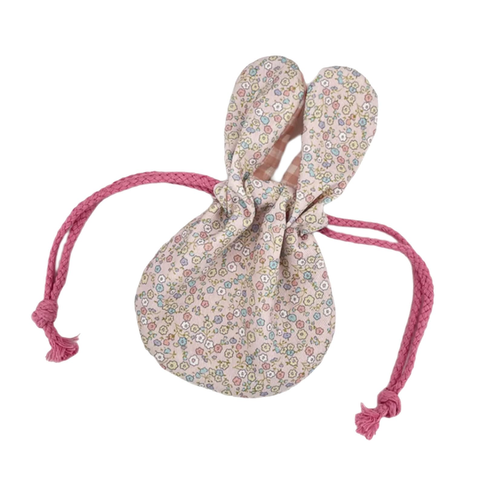 Jazuaiao Portable Animal Ears Floral Drawstring Bag for Women ' s Travel Essential Storage Floral Drawstring Bag