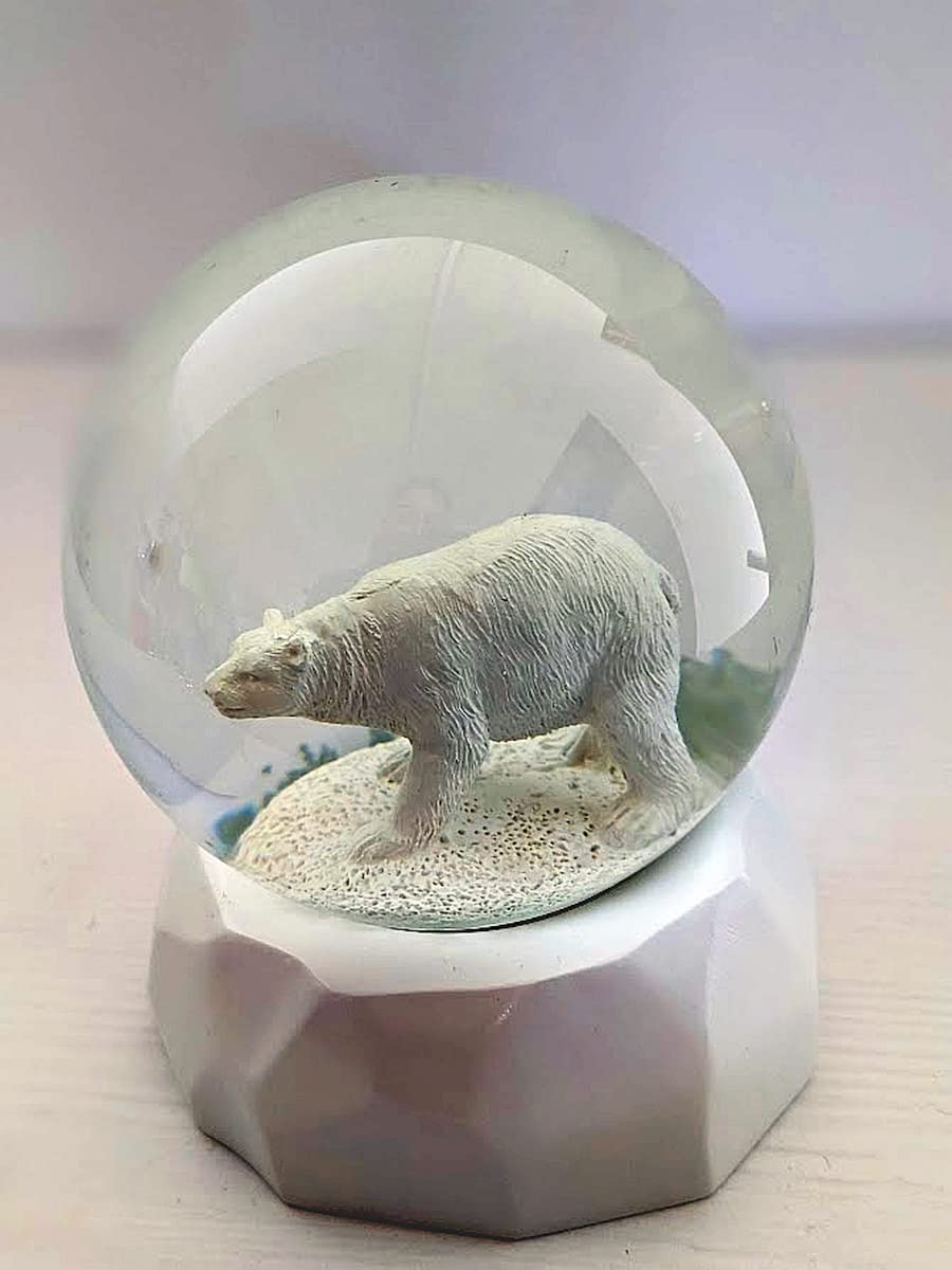Barbacado Polar Bear Snow Globe White Bear Water Globe Home Decoration or as a Gift