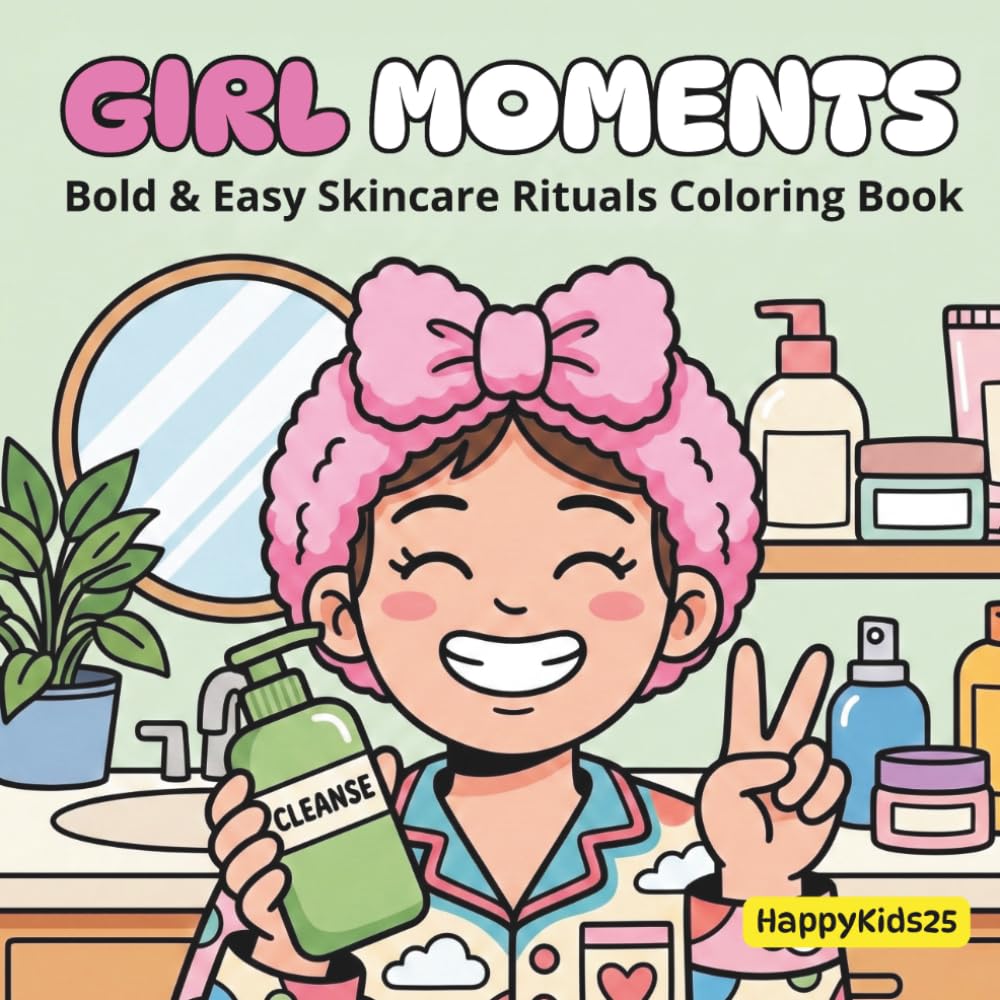 Girl Moments : Bold & Easy Skincare Rituals Coloring Book: For Adults and Teens Featuring Cute Cozy Daily Activities for Relaxation
