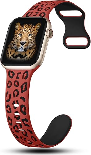 Miniatura 7 de CreateGreat Correas de dos tonos grabadas de leopardo compatibles con Apple Watch Band de 1.61, 1.57, 1.49, 1.77, 1.73 y 1.65 pulgadas para mujer,