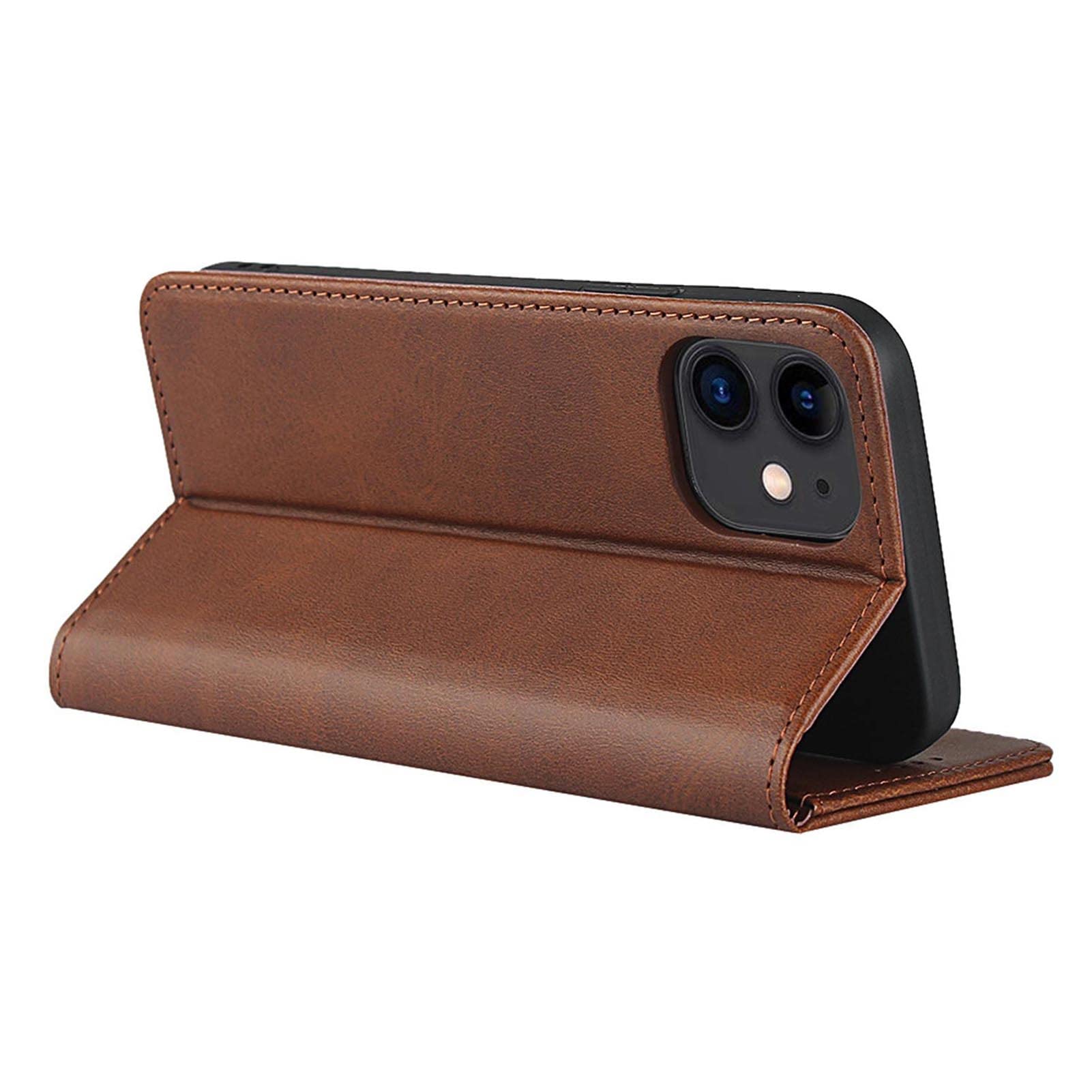 IPhone 13 Pro Max Wallet Case, Flip Kickstand Magnetic Detachable Card Holders Leather Cover, Brown