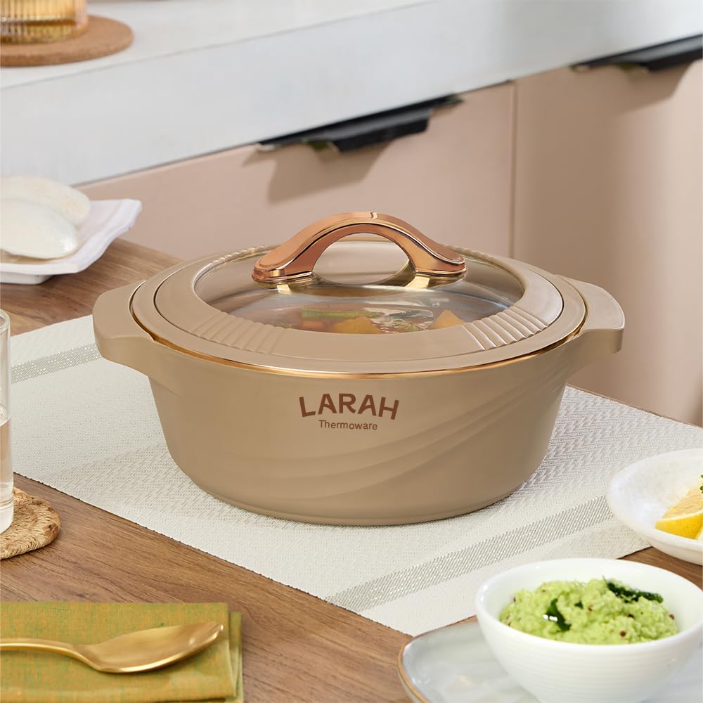 Larah by Borosil Glaze PU Insulated Casserole, Stainless Steel Inner, Glass Lid, BPA Free, Roti Hot Case, Keeps Food Hot for Hours, 1 Year Warranty (Brown, 1.4 L)-image-49