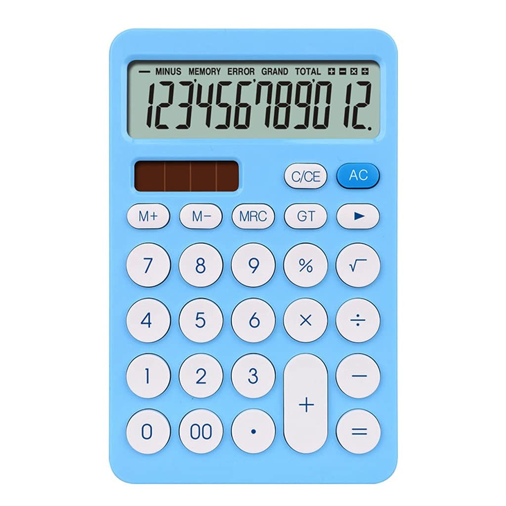 Calcolatrice da Tavolo a 12 cifre Pulsanti di Grandi Dimensioni Business Business Tool Bianco Bianco Blu Arancione Big Buttons Batteria e energia Solare(Blue,White)