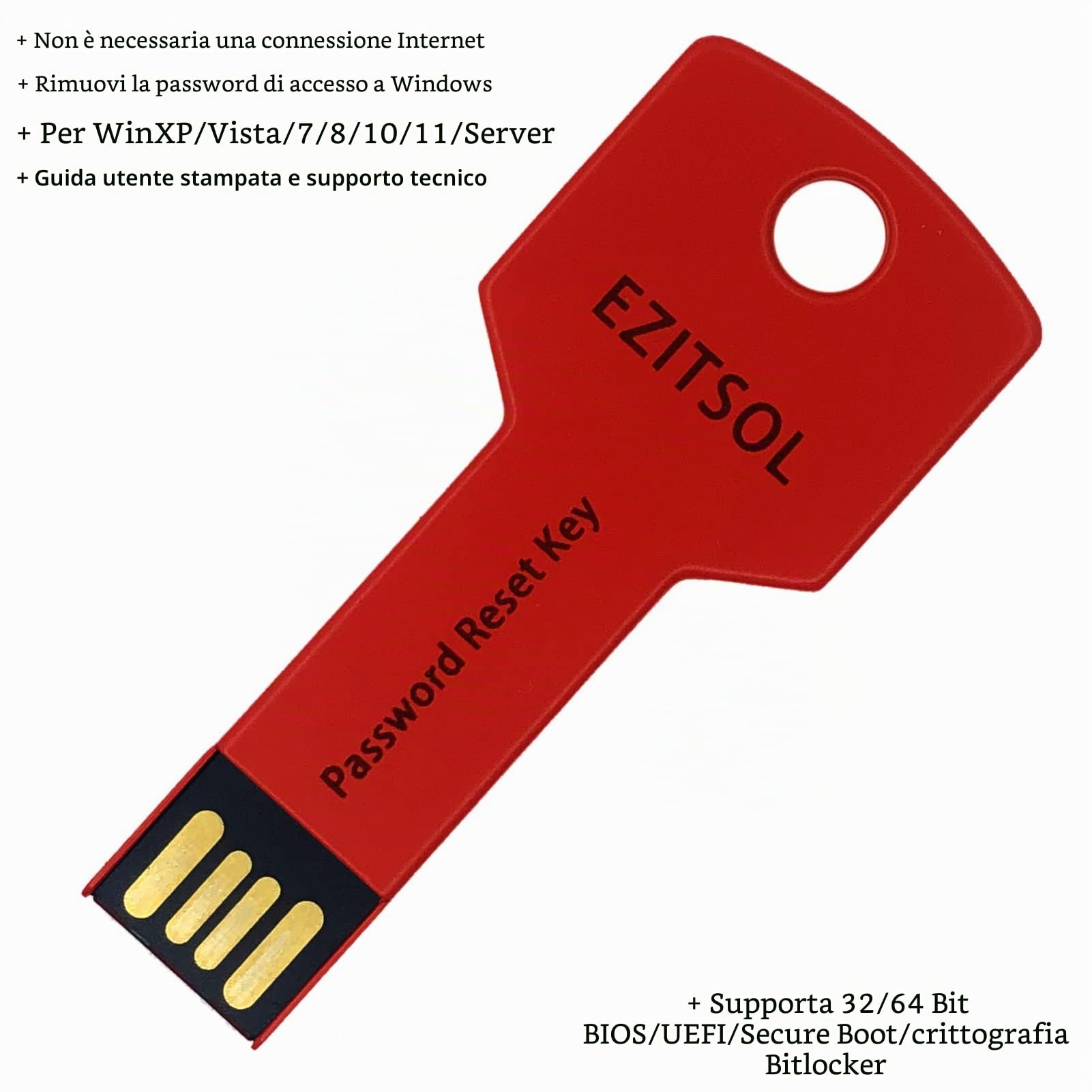 Recupero di ripristino password compatibile con chiave USB | Rimuovi Reset Recupera login Password Compatibile con Windows XP, Vista, 7,8.1,10,11, Server