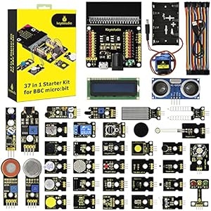 KEYESTUDIO BBC Micro:bit Stater Kit Compatible with Microbit V1, V2 (Excluding Microbit Board) with 37 Sensor Module…