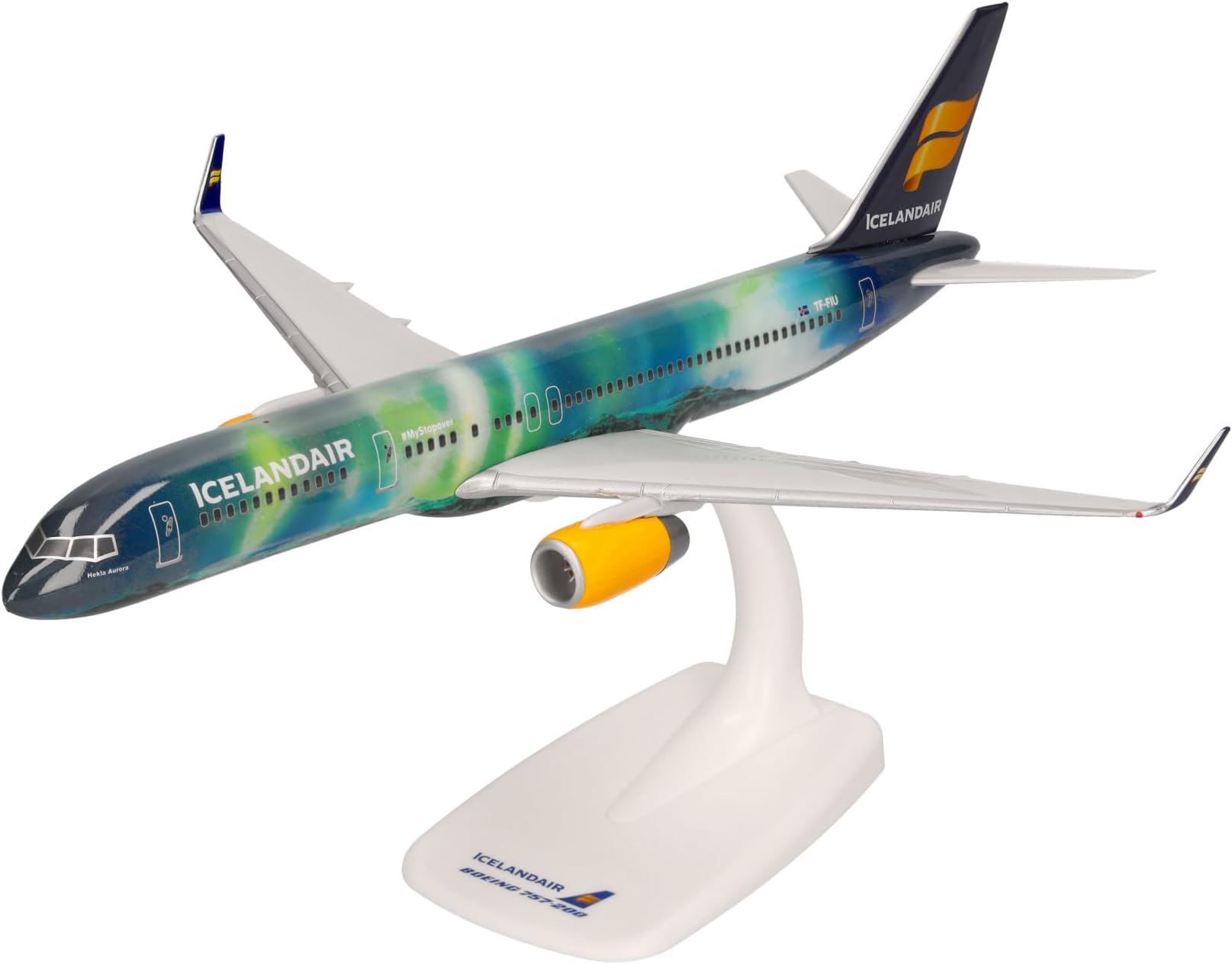 Snap-Fit Icelandair Boeing 757-200 TF-FIU 1:200 Scale Miniature Collectible Model with Base Plastic