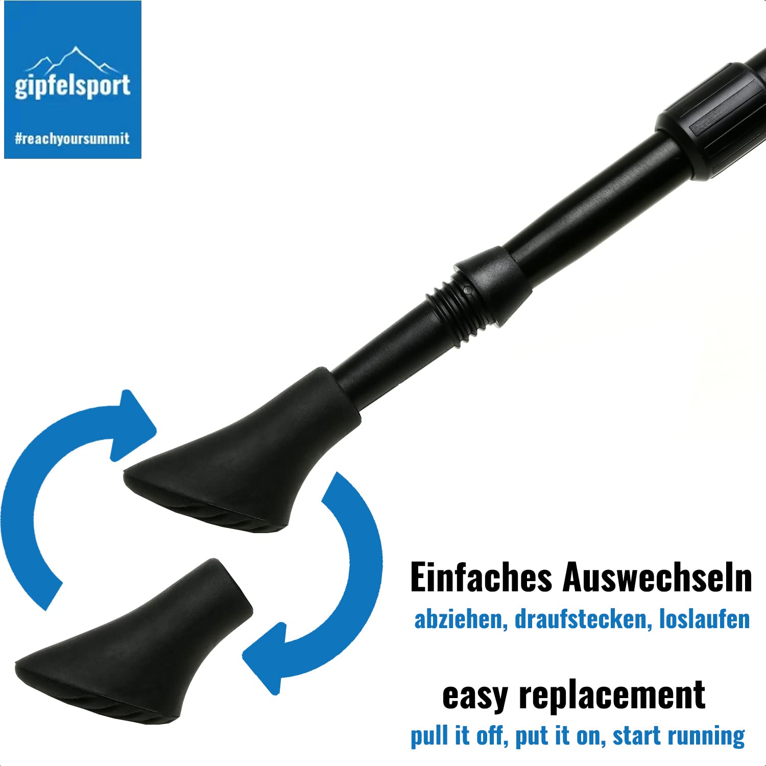 Nordic Walking bâton de marche nordique - Bouchon piston bâton de marche - 1 paire - Noir Nordic Walking bâton de marche nordique - Bouchon piston bâton de marche - 1 paire - Noir