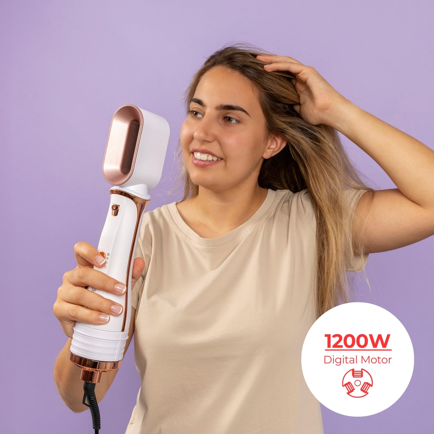 Solac - Expert Ion Flow, 6 w 1, 1200 W, 6 głowic, suszarka do prostowania, lokówka, objętość i fale, 3 prędkości i temperatury, zapobiegające puszeniu