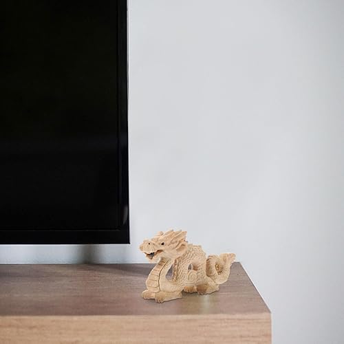 Miniatura 2 de ABOOFAN Feng Shui escultura de estatua de dragón de madera natural tallada figura de animal Good Lucky 2024 Año del Dragón Año Nuevo Chino Adornos