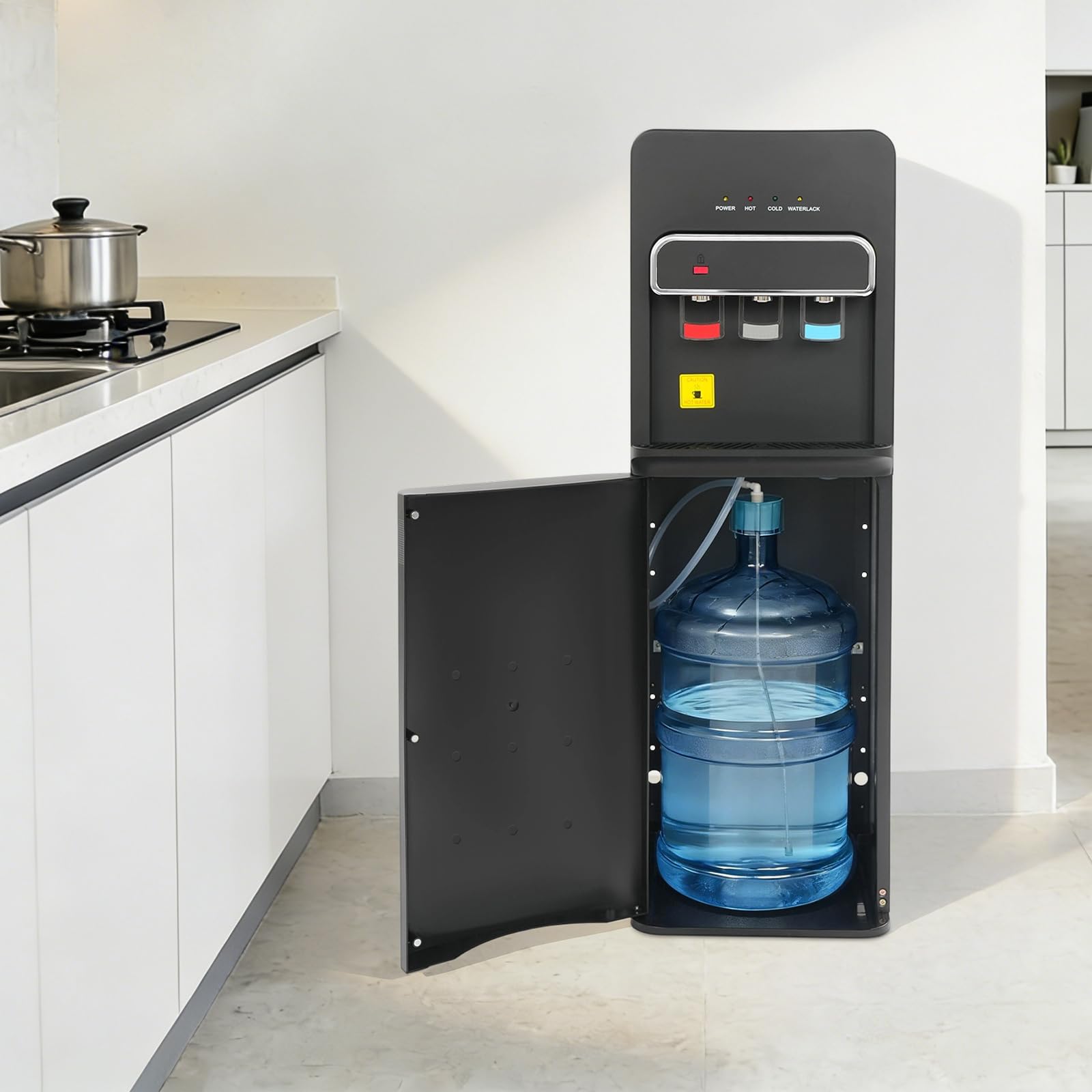 Wasserspender Bodenstehender 3Ausläufe 550W 220V PVC Schwarz