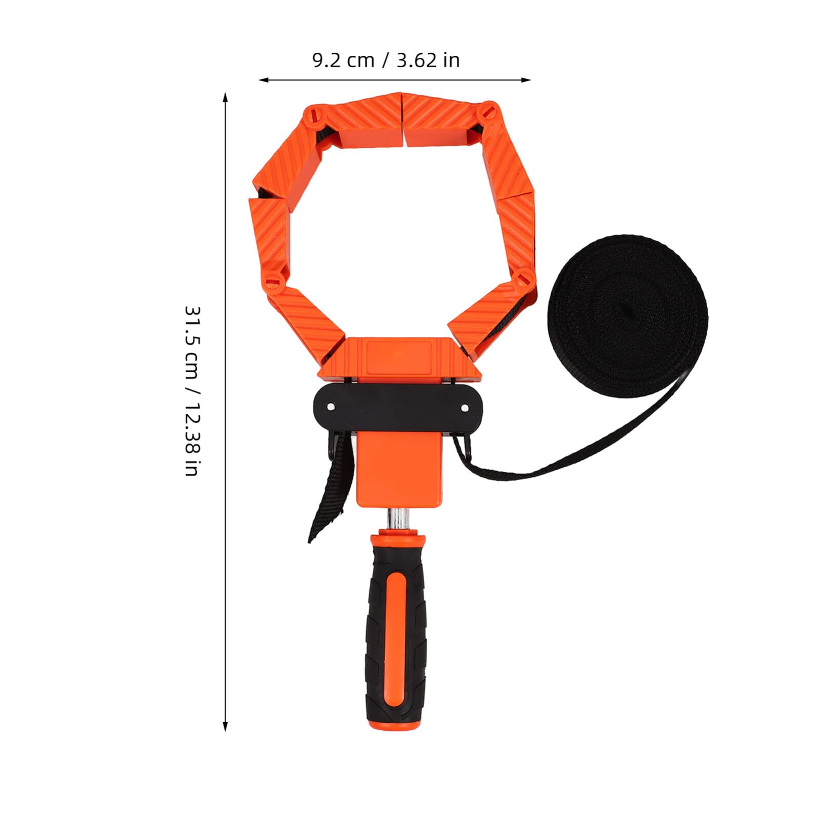 SOLUSTRE Woodworking Strap Adjustable Band Clamp 4-foot Strap Miter Vise Tool for Woodworking and Framing Self-locking Ratcheting Handle Orange