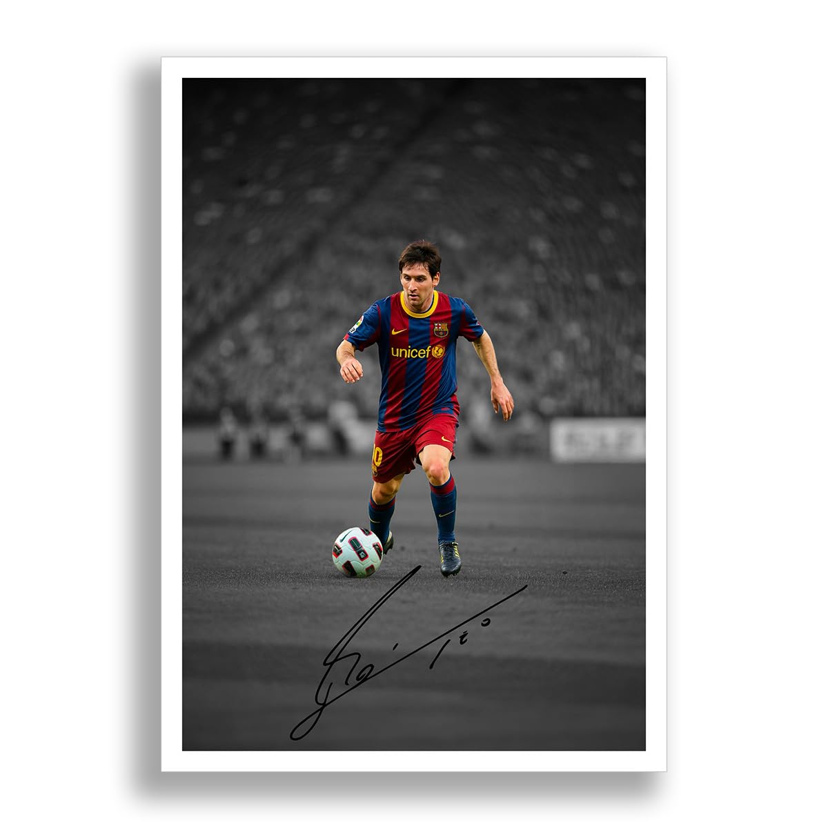 Lionel Messi Signed Photo Poster Print Picture Display Autograph Memorabilia Gift Barcelona PSG Argentina Inter Miami (Barcelona A4 poster only)