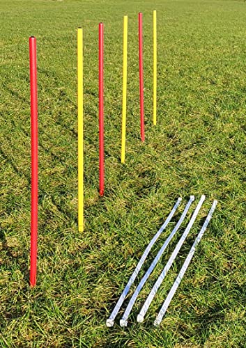 Wuzzmann Agility - Slalom - AUSBILDUNGSSET MIT 4 SLALOMBÖGEN/TRAININGSBÖGEN + 6 SLALOMSTANGEN ROT/GELB