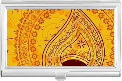 Printing Repeat Cloth Yellow Colorful Art Business Card Holder Case Pocket Box Wallet