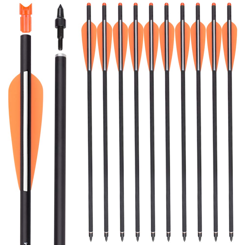 SHENG-RUI 16/18/20/22 inch Crossbow Bolts Carbon Arrows Half Moon Nock for Targeting Hunting Outdoor Sport