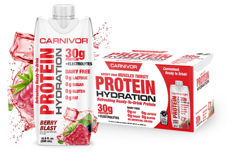 MuscleMeds bebida proteica pronta para beber com proteína isolada bovina 30 g, sabor Berry, 12 unidades