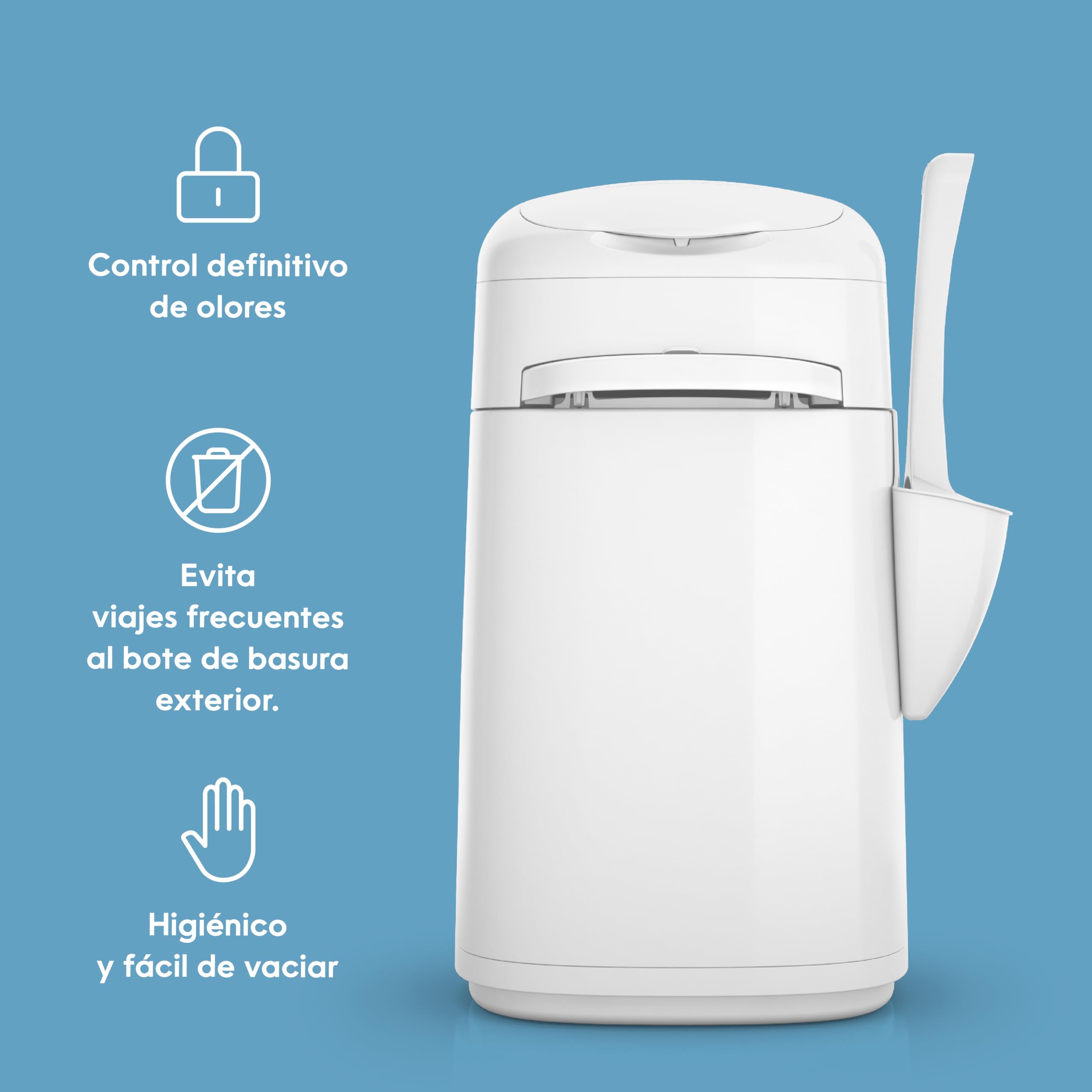 Litter Genie - Litter Locker – Cubo para Arena de Gato a Prueba de olores, fácil de Limpiar, con Pala incluida y 1 Recambio XL (3 Meses). Compacto y fácil de Usar.