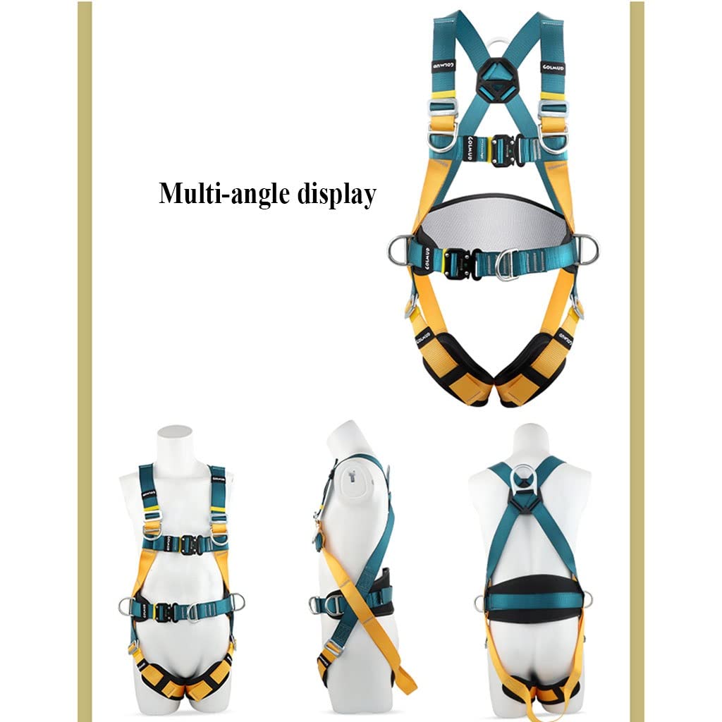 SwaYve Kit de Arnés de Seguridad de Cuerpo Completo, Juego de Arnés de Cinturón Ajustable de Detención de Caídas de 5 Puntos, Equipo de Protección Contra Caídas para Trabajos Aéreos/Style 1-Single Hoo