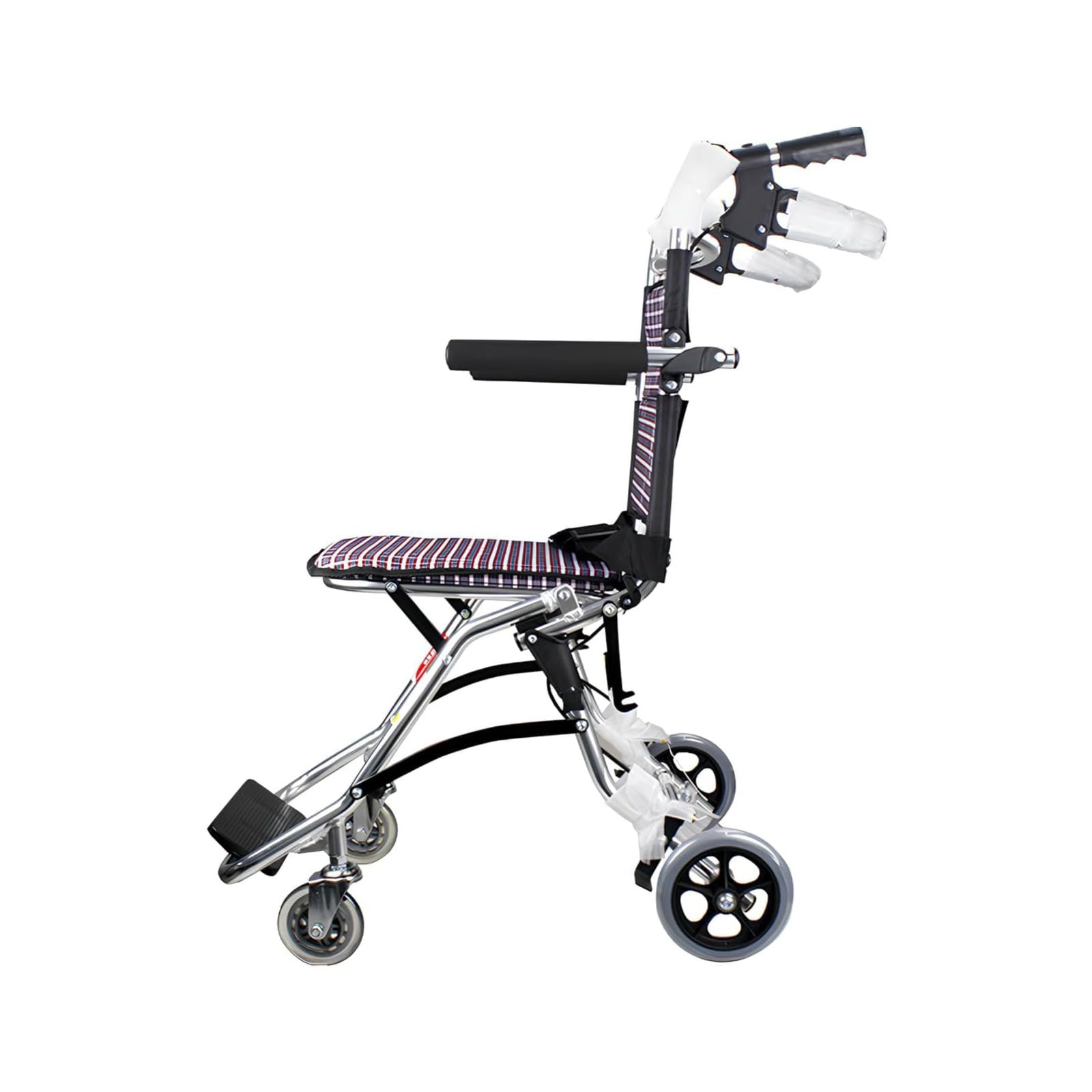 Silla De Ruedas De Aluminio para Viajes,Silla De Ruedas Plegable Reposabrazos Abatibles, Ligera Silla De Ruedas De Tránsito, para Traslado, Asiento 34 Cm, Ligera, Plegable