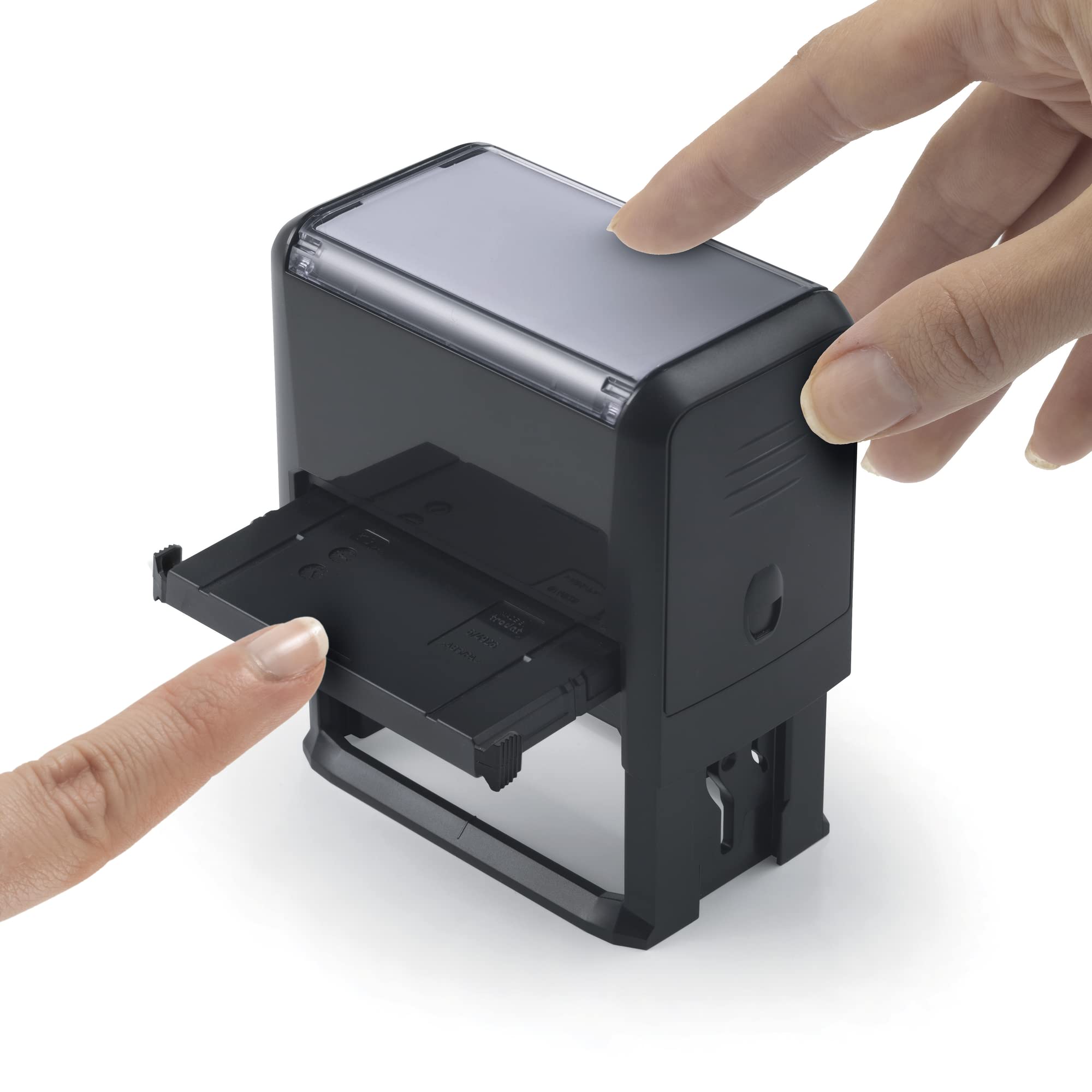 Trodat Printy 4926 Timbro Personalizzato Autoinchiostrante, Max 8 Righe, Dimensione Impronta Grande 75x38 mm, Nero, Cartuccia Inchiostro Nero, Ideale per Grandi Superfici, Shopper, Carte da Pacco