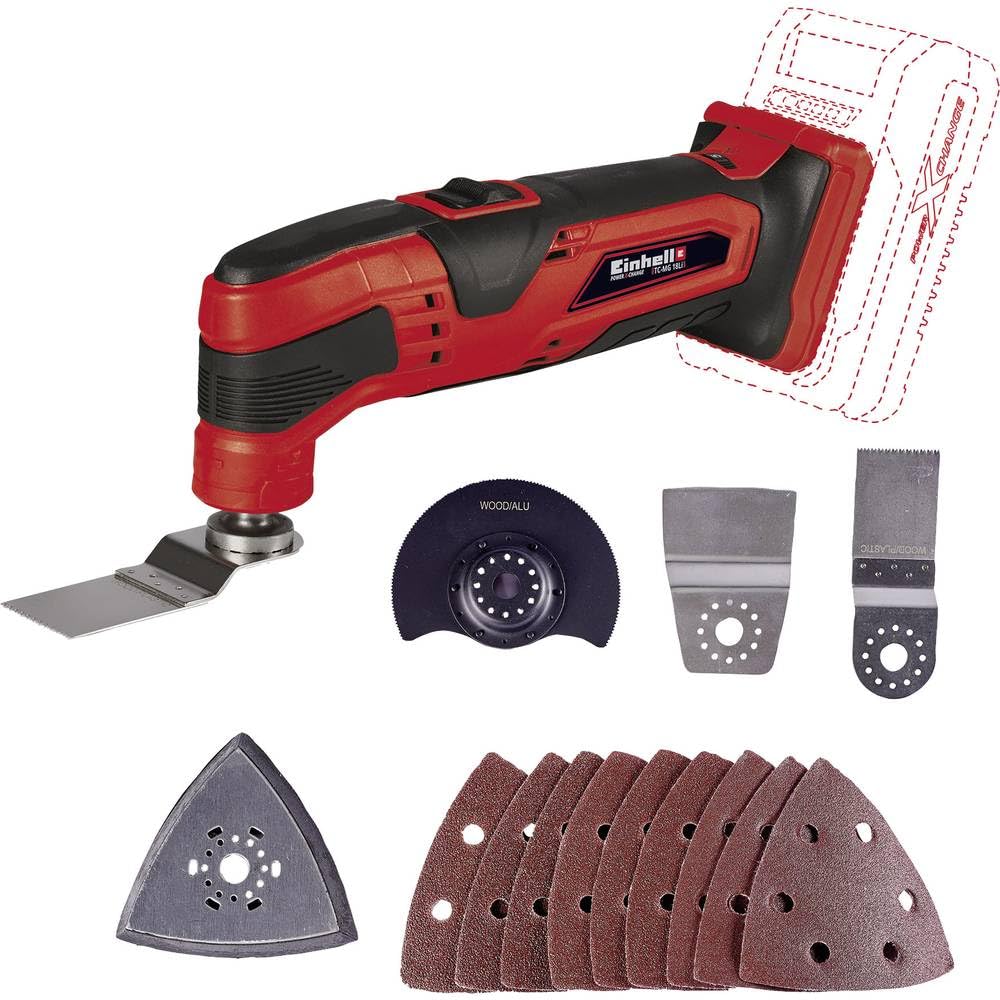 Einhell Power X-Change Cordless Multi Tool - 18V Multi-Use Cutting And Sanding Tool For Wood, Plastic And Metal - TC-MG 18 Li Oscillating Multi Tools With Accessories (Battery Not Included)