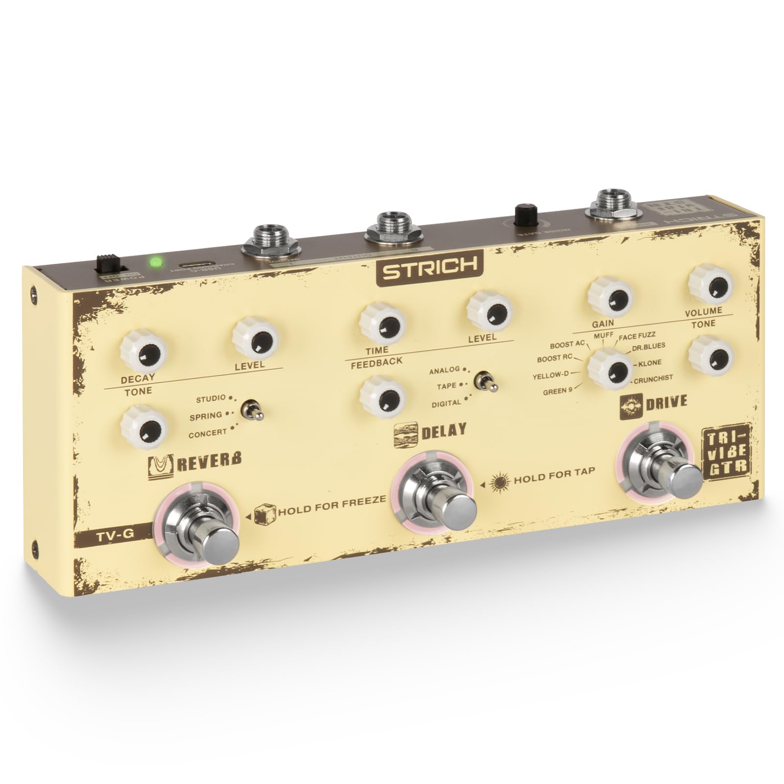 STRICH TV-G Triple Vibe 3-in-1 Multi-Effects Guitar Pedal