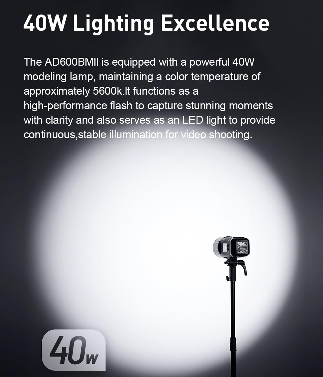 Godox AD600BM II Flash 600Ws TTL Outdoor con 2.4G Wireless X System,1/8000s HSS GN87,0.01-0.9s Tempo di Riciclaggio,Godox AD600BMII Flash Monolight per Canon,Sony,Nikon,Fuji,Olympus,Panasonic