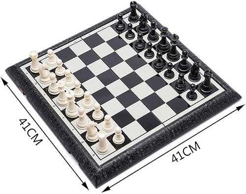 Miniatura 2 de YANYAN Juego de ajedrez de ajedrez, juego de ajedrez magnético de viaje, juego de ajedrez plegable y portátil de almacenamiento de mesa (tamaño