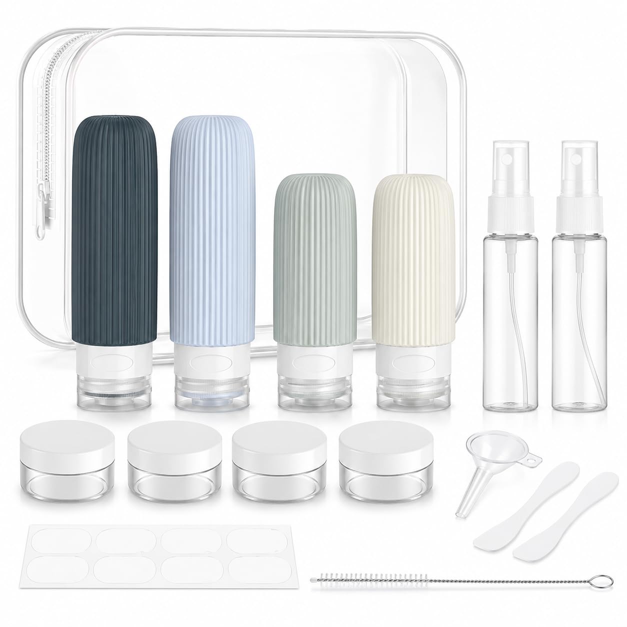 16Pcs Travel Bottles for Toiletries, Leakproof Travel Size Toiletries, Gray