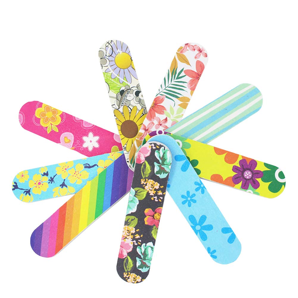 100 Pcs Mini Floral Nail Files Buffers Emery Boards Nail Buffering Files Manicure Pedicure Tool