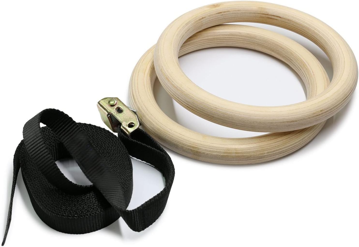EVTSCAN Wooden Gymnastic Rings with Adjustable Straps - Children's Gymnastic Rings for Core Workout Crossfit Bodyweight Training